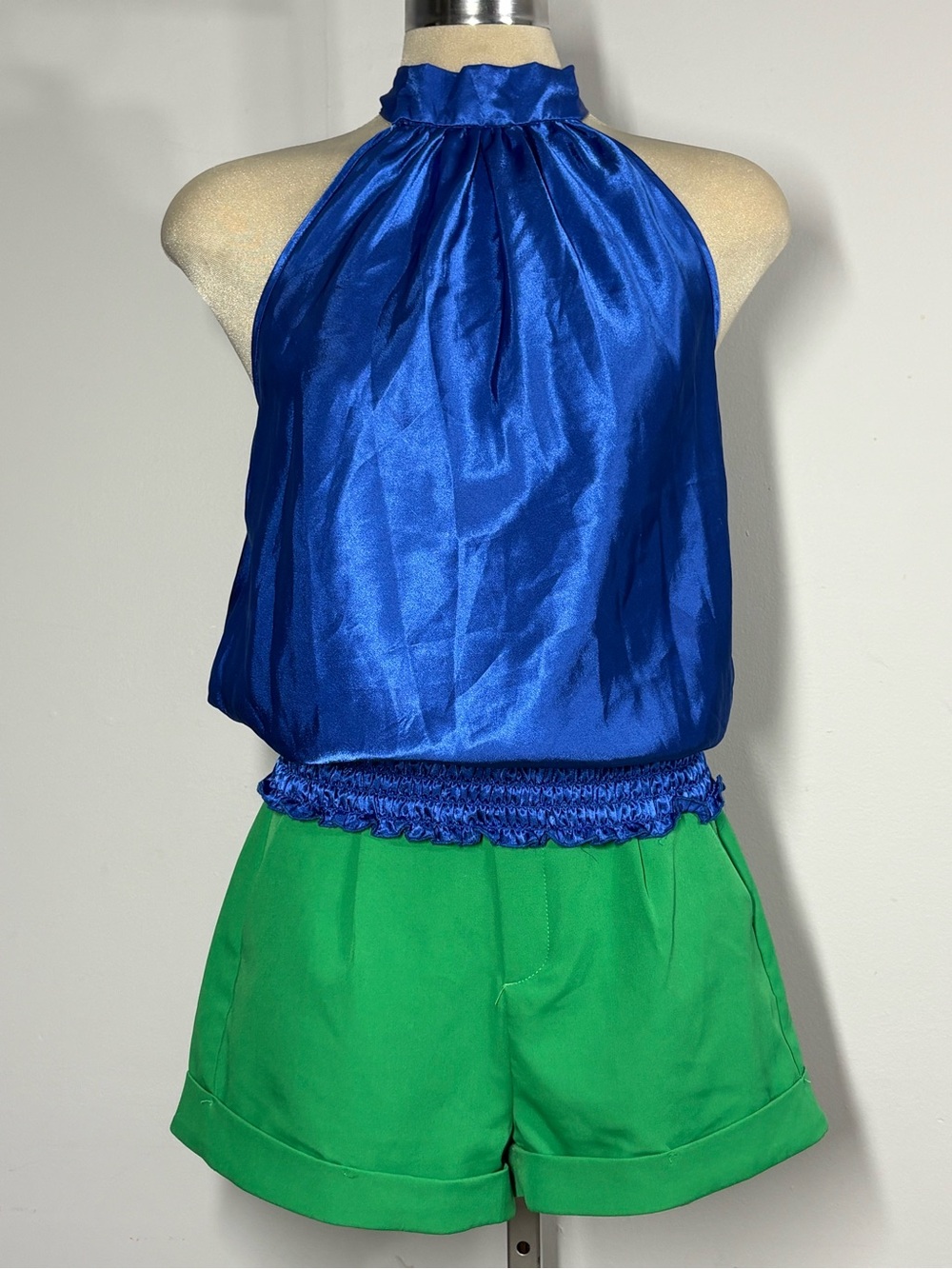 Women’s Royal Blue Halter Neck Satin Top